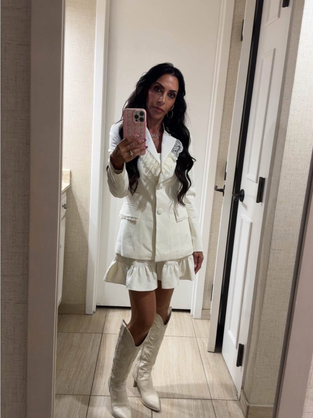 LoveShackFancy Ivory Ruffle Blazer & skirt set